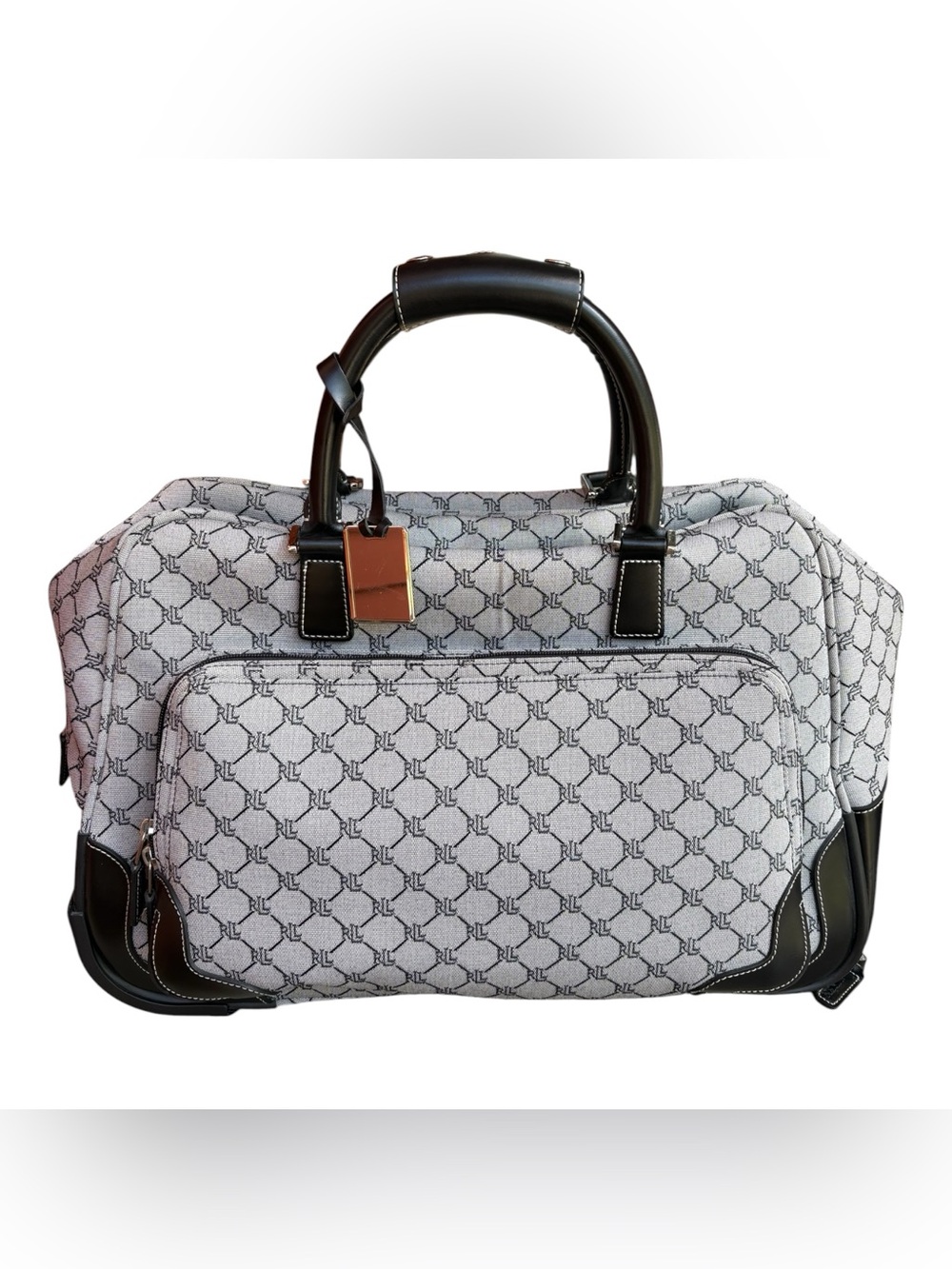Ralph Lauren Signature Jacquard Monogram Rolling Duffle and Carry On Travel Bag